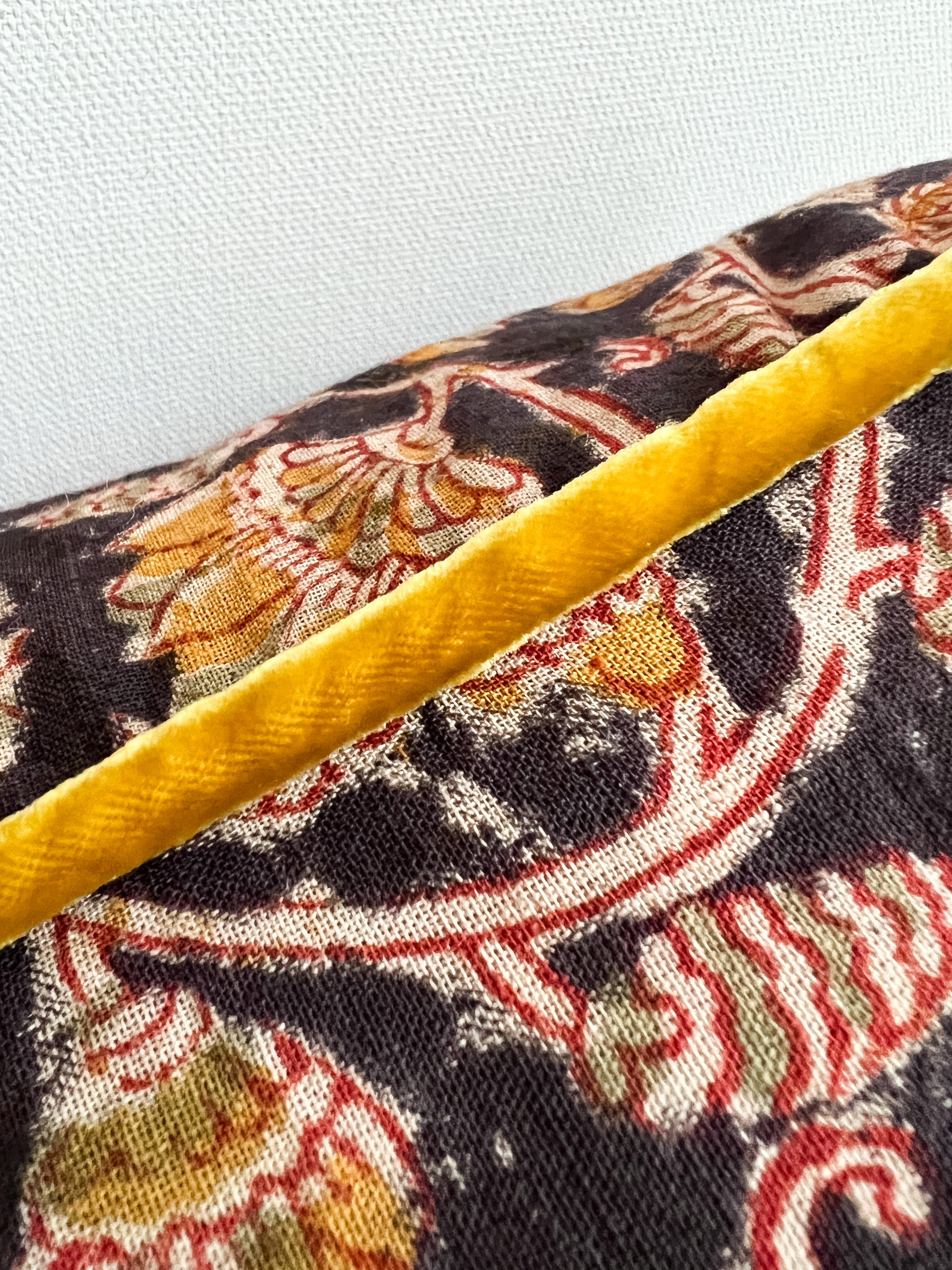 Ebony Botanical with Ochre Velvet Piping